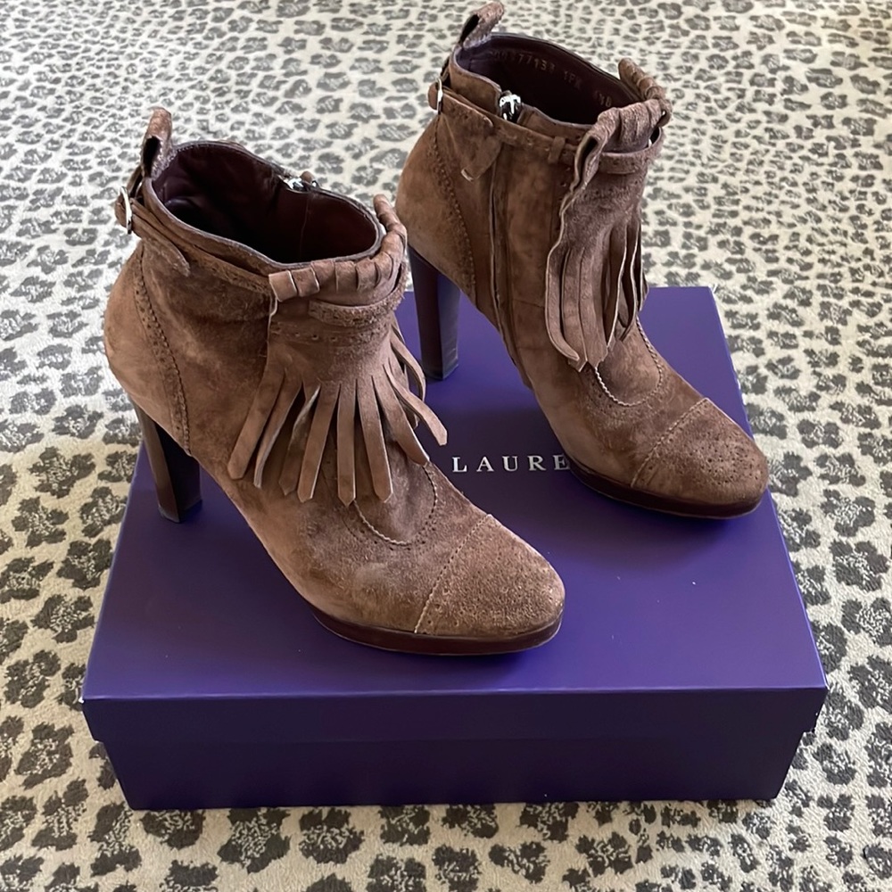 Ralph Lauren Brown Suede Booties Size 6.5